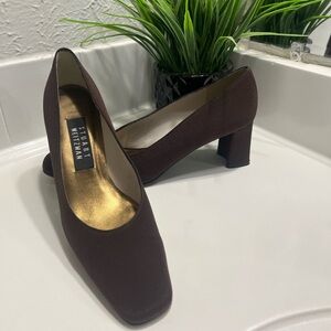 Stuart Weitzman Dark Brown Mid Block Heel Pumps